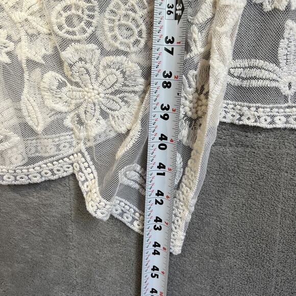 Cream Lace Long Open Kimono Coverup S/M Gypsy Festival Fairy Coastal Cowgirl - Picture 7 of 8